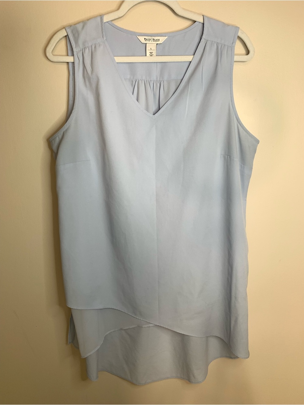 White House Black Market Blue Tunic Blouse Long L